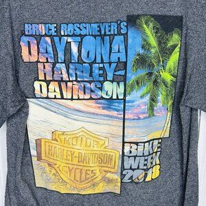 Harley Davidson Daytona Beach Bike Week 2018 T-Shirt Size L Gray
